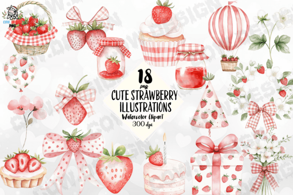 Download Cute Strawberry Illustrations PNG - Illustrations Collection
