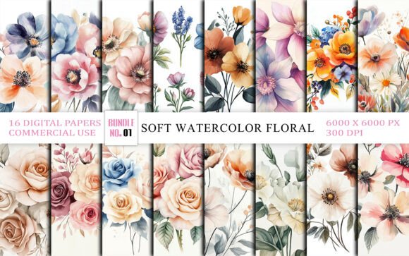 Download Soft Watercolor Floral Clipart Bundle - Watercolor floral clipart Collection