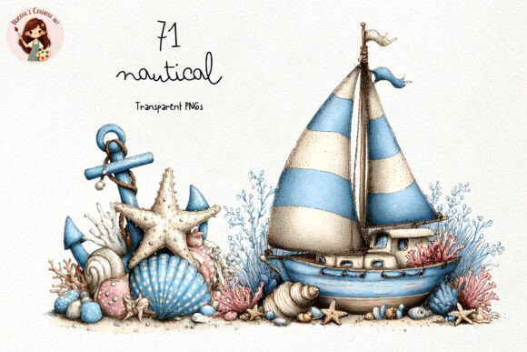 Download Watercolor Nautical PNG Clipart Set - Clipart set Collection