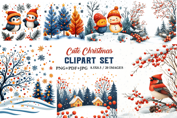Download Cute Christmas Clipart Set - Clipart set Collection