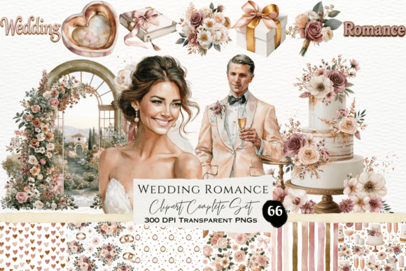 Download Wedding Romance Watercolor Clipart Set - Clipart set Collection