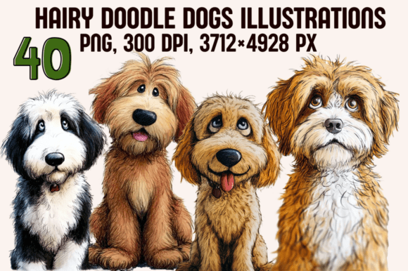 Download Hairy Doodle Dogs Illustrations - Premium Resources