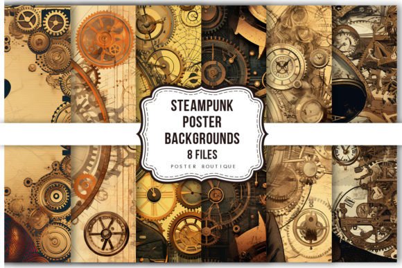 Download Steampunk Poster Clipart Set - Clipart set Collection
