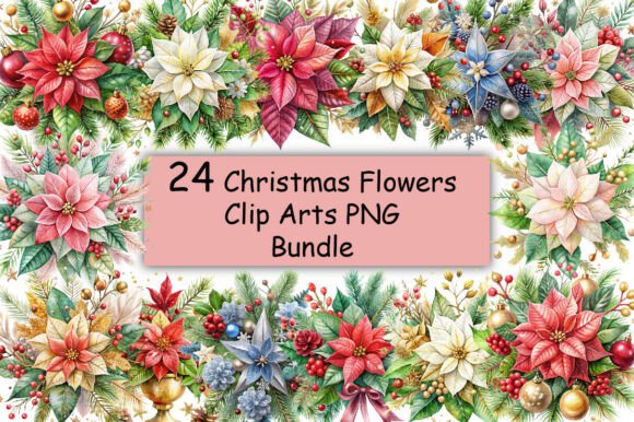 Download Christmas Flowers Clip Arts PNG Bundle - Premium Resources