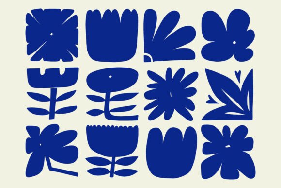Download Bold Abstract Flower Shapes Clipart Set - Clipart set Collection